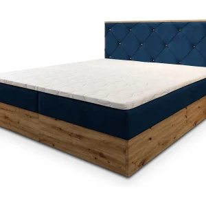 Boxspringbed FOSCO 140×200 cm Set met hoofdbord, bedbodem en matras, Blauw