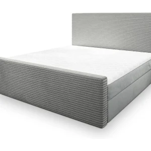 Boxspringbed ALORIA 160×200 cm Set met hoofdbord, bedbodem en matras, Lichtgrijs