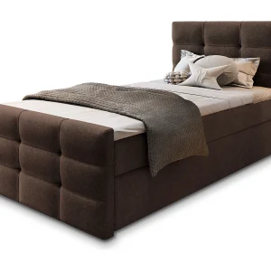 Boxspringbed AMON 90×200 cm Set met hoofdbord, bedbodem en matras, Bruin
