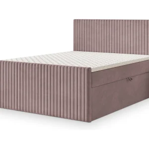 Boxspringbed TERVAN 160×200 cm Set met hoofdbord, bedbodem en matras, Poederroze Boxspringbed TERVAN 160×200 cm Set met hoofdbord, bedbodem en matras, Poederroze