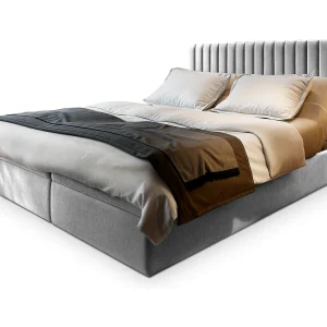 Boxspringbed MURLO 160×200 cm Set met hoofdbord, bedbodem en matras, Lichtgrijs Boxspringbed MURLO 160×200 cm Set met hoofdbord, bedbodem en matras, Lichtgrijs
