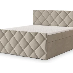 Boxspringbed ROVARI 140×200 cm Set met hoofdbord, bedbodem en matras, Beige