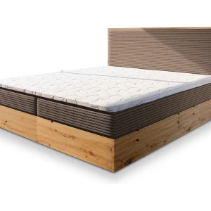 Boxspringbed VERDON 160×200 cm Set met hoofdbord, bedbodem en matras, Bruin