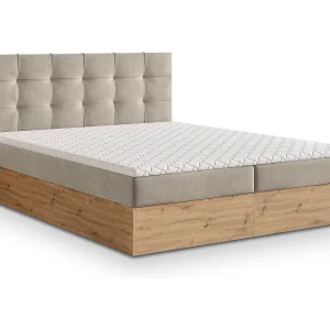 Boxspringbed MOLVEN 180×200 cm Set met hoofdbord, bedbodem en matras, Beige Boxspringbed MOLVEN 180×200 cm Set met hoofdbord, bedbodem en matras, Beige