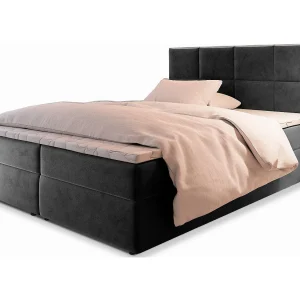 Boxspringbed LENA 140×200 cm Set met hoofdbord, bedbodem en matras, Grijs Boxspringbed LENA 140×200 cm Set met hoofdbord, bedbodem en matras, Grijs