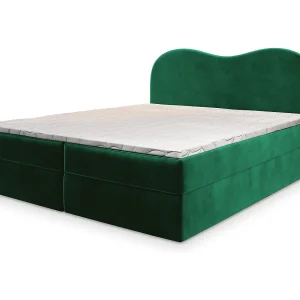 Boxspringbed FLUVIA 140×200 cm Set met hoofdbord, bedbodem en matras, Dennengroen