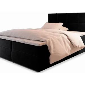 Boxspringbed LENA 160×200 cm Set met hoofdbord, bedbodem en matras, Zwart Boxspringbed LENA 160×200 cm Set met hoofdbord, bedbodem en matras, Zwart