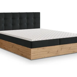 Boxspringbed MOLVEN 160×200 cm Set met hoofdbord, bedbodem en matras, Zwart Boxspringbed MOLVEN 160×200 cm Set met hoofdbord, bedbodem en matras, Zwart