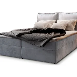 Boxspringbed LENTE 140×200 cm Set met hoofdbord, bedbodem en matras, Lichtgrijs Boxspringbed LENTE 140×200 cm Set met hoofdbord, bedbodem en matras, Lichtgrijs