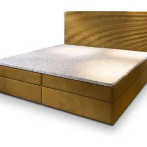 Boxspringbed GIARRO 160×200 cm Set met hoofdbord, bedbodem en matras, Geel Boxspringbed GIARRO 160×200 cm Set met hoofdbord, bedbodem en matras, Geel