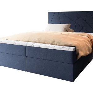 Boxspringbed MADO 160×200 cm Set met hoofdbord, bedbodem en matras, Blauw