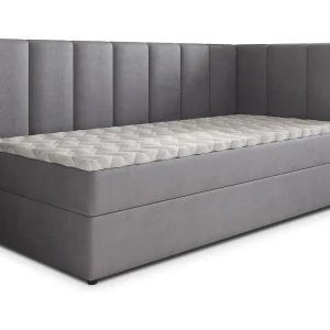 Boxspringbed BEVE 100×200 cm Set met hoofdbord, bedbodem en matras, Grijs Boxspringbed BEVE 100×200 cm Set met hoofdbord, bedbodem en matras, Grijs