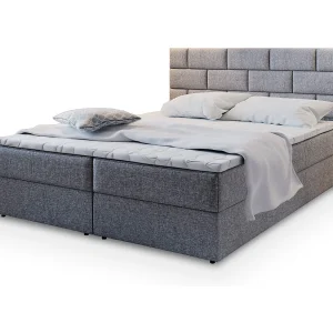 Boxspringbed KERLO 160×200 cm Set met hoofdbord, bedbodem en matras, Lichtgrijs Boxspringbed KERLO 160×200 cm Set met hoofdbord, bedbodem en matras, Lichtgrijs