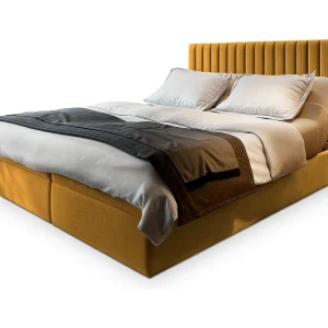 Boxspringbed MURLO 140×200 cm Set met hoofdbord, bedbodem en matras, Geel Boxspringbed MURLO 140×200 cm Set met hoofdbord, bedbodem en matras, Geel