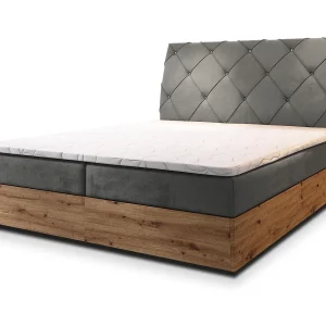 Boxspringbed VELLANO 180×200 cm Set met hoofdbord, bedbodem en matras, Grijs Boxspringbed VELLANO 180×200 cm Set met hoofdbord, bedbodem en matras, Grijs