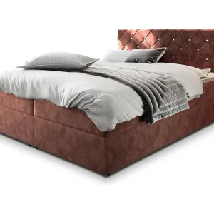Boxspringbed RIVA 160×200 cm Set met hoofdbord, bedbodem en matras, Roze Boxspringbed RIVA 160×200 cm Set met hoofdbord, bedbodem en matras, Roze