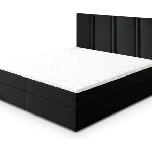 Boxspringbed LARIO 160×200 cm Set met hoofdbord, bedbodem en matras, Zwart