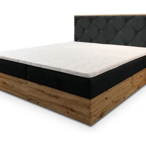 Boxspringbed FOSCO 160×200 cm Set met hoofdbord, bedbodem en matras, Zwart Boxspringbed FOSCO 160×200 cm Set met hoofdbord, bedbodem en matras, Zwart