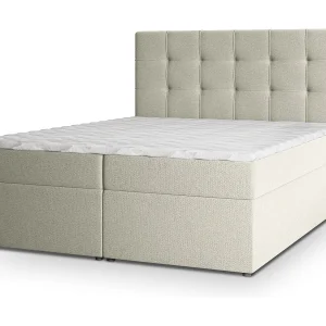 Boxspringbed PALMA 140×200 cm Set met hoofdbord, bedbodem en matras, Crème