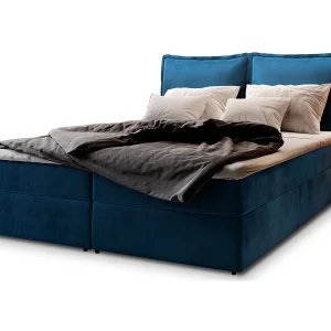 Boxspringbed LENTE 180×200 cm Set met hoofdbord, bedbodem en matras, Blauw