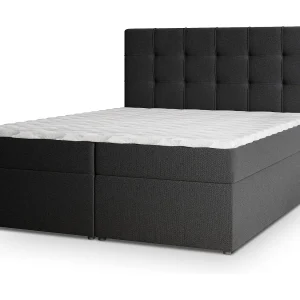 Boxspringbed PALMA 140×200 cm Set met hoofdbord, bedbodem en matras, Zwart Boxspringbed PALMA 140×200 cm Set met hoofdbord, bedbodem en matras, Zwart