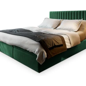 Boxspringbed MURLO 180×200 cm Set met hoofdbord, bedbodem en matras, Dennengroen Boxspringbed MURLO 180×200 cm Set met hoofdbord, bedbodem en matras, Dennengroen