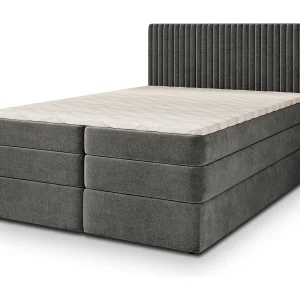 Boxspringbed FELBIO 160×200 cm Set met hoofdbord, bedbodem en matras, Grijs