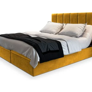 Boxspringbed BARINO 160×200 cm Set met hoofdbord, bedbodem en matras, Geel Boxspringbed BARINO 160×200 cm Set met hoofdbord, bedbodem en matras, Geel