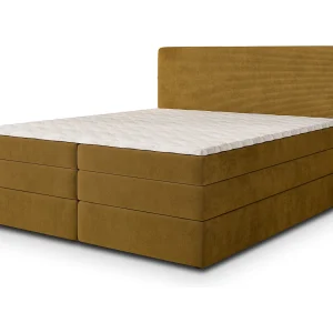 Boxspringbed MATERN 140×200 cm Set met hoofdbord, bedbodem en matras, Geel
