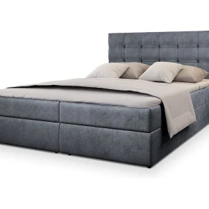 Boxspringbed GLOS 180×200 cm Set met hoofdbord, bedbodem en matras, Grijs Boxspringbed GLOS 180×200 cm Set met hoofdbord, bedbodem en matras, Grijs