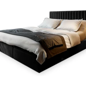 Boxspringbed MURLO 180×200 cm Set met hoofdbord, bedbodem en matras, Zwart Boxspringbed MURLO 180×200 cm Set met hoofdbord, bedbodem en matras, Zwart