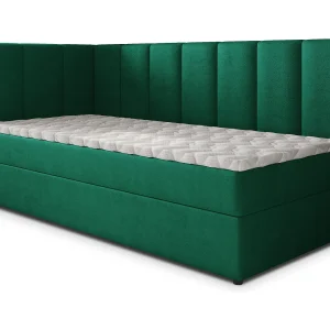 Boxspringbed BEVE 90×200 cm Set met hoofdbord, bedbodem en matras, Dennengroen Boxspringbed BEVE 90×200 cm Set met hoofdbord, bedbodem en matras, Dennengroen