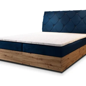 Boxspringbed VELLANO 140×200 cm Set met hoofdbord, bedbodem en matras, Blauw Boxspringbed VELLANO 140×200 cm Set met hoofdbord, bedbodem en matras, Blauw