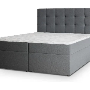Boxspringbed PALMA 140×200 cm Set met hoofdbord, bedbodem en matras, Antracietgrijs