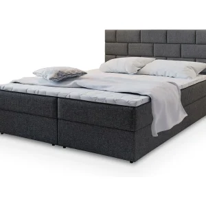 Boxspringbed KERLO 160×200 cm Set met hoofdbord, bedbodem en matras, Grijs Boxspringbed KERLO 160×200 cm Set met hoofdbord, bedbodem en matras, Grijs