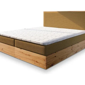 Boxspringbed VERDON 160×200 cm Set met hoofdbord, bedbodem en matras, Geel