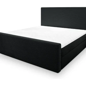 Boxspringbed ALORIA 140×200 cm Set met hoofdbord, bedbodem en matras, Zwart