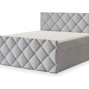 Boxspringbed ROVARI 160×200 cm Set met hoofdbord, bedbodem en matras, Lichtgrijs Boxspringbed ROVARI 160×200 cm Set met hoofdbord, bedbodem en matras, Lichtgrijs