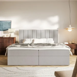 Boxspringbed 180×200 – opbergruimte en topper – hydrofobe chenille – grijsbeige – TOGENTS Boxspringbed 180×200 – opbergruimte en topper – hydrofobe chenille – grijsbeige – TOGENTS