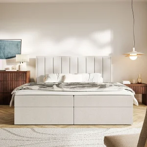 Boxspringbed 180×200 – opbergruimte en topper – hydrofobe chenille – lichtbeige – TOGENTS Boxspringbed 180×200 – opbergruimte en topper – hydrofobe chenille – lichtbeige – TOGENTS