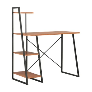 Bureau met schappen 102x50x117 cm zwart en bruin Bureau met schappen 102x50x117 cm zwart en bruin