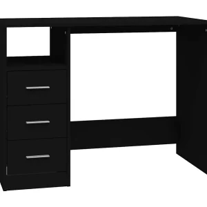Bureau met lades 102x50x76 cm bewerkt hout zwart Bureau met lades 102x50x76 cm bewerkt hout zwart