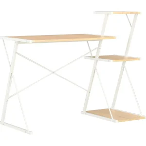 Bureau met schap 116x50x93 cm wit en eikenkleurig