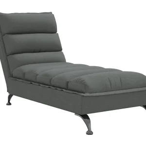 Chaise longue met kussens stof donkergrijs Chaise longue met kussens stof donkergrijs