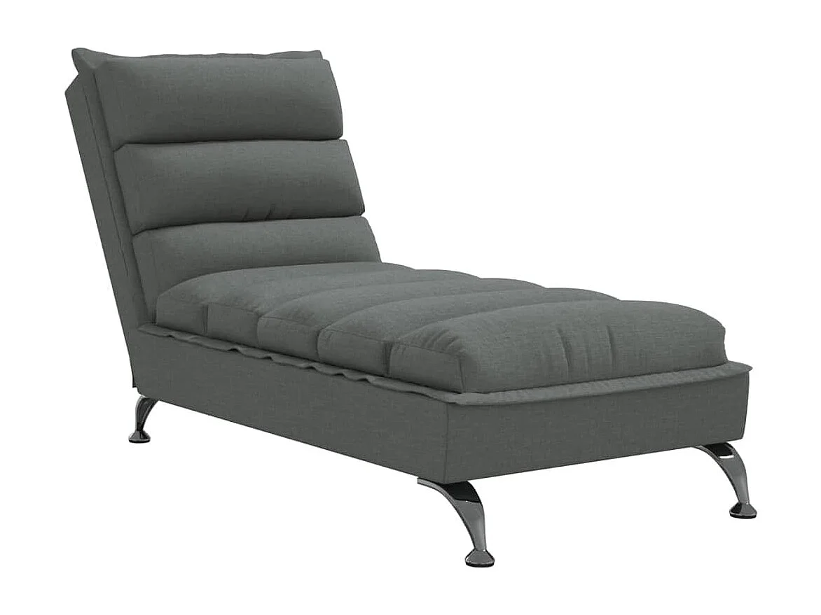 Chaise longue met kussens stof donkergrijs