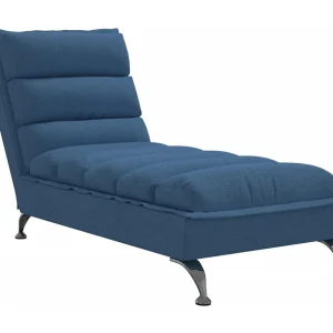 Chaise longue met kussens stof blauw Chaise longue met kussens stof blauw