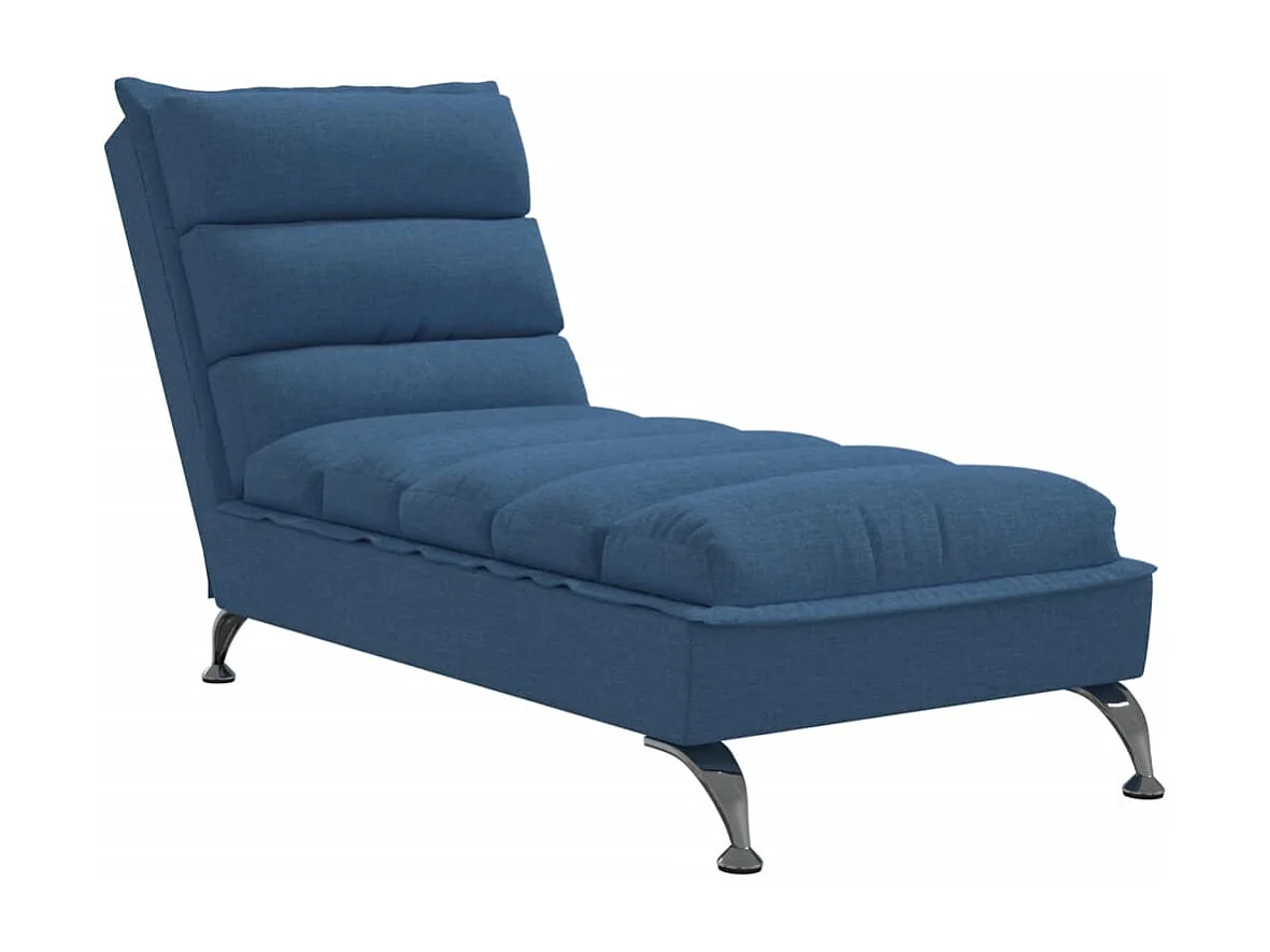 Chaise longue met kussens stof blauw