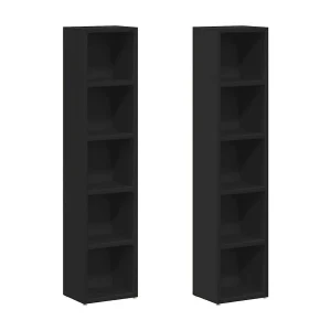 Cd-kasten 2 st 21x16x93,5 spaanplaat zwart