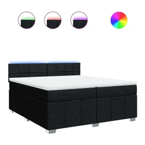Boxspring met matras stof zwart 200×200 cm Boxspring met matras stof zwart 200×200 cm