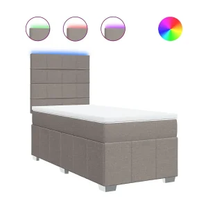 Boxspring met matras stof taupe 80×200 cm Boxspring met matras stof taupe 80×200 cm